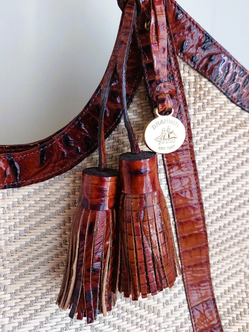 BRAHMIN Pecan Fringe Double Tassel